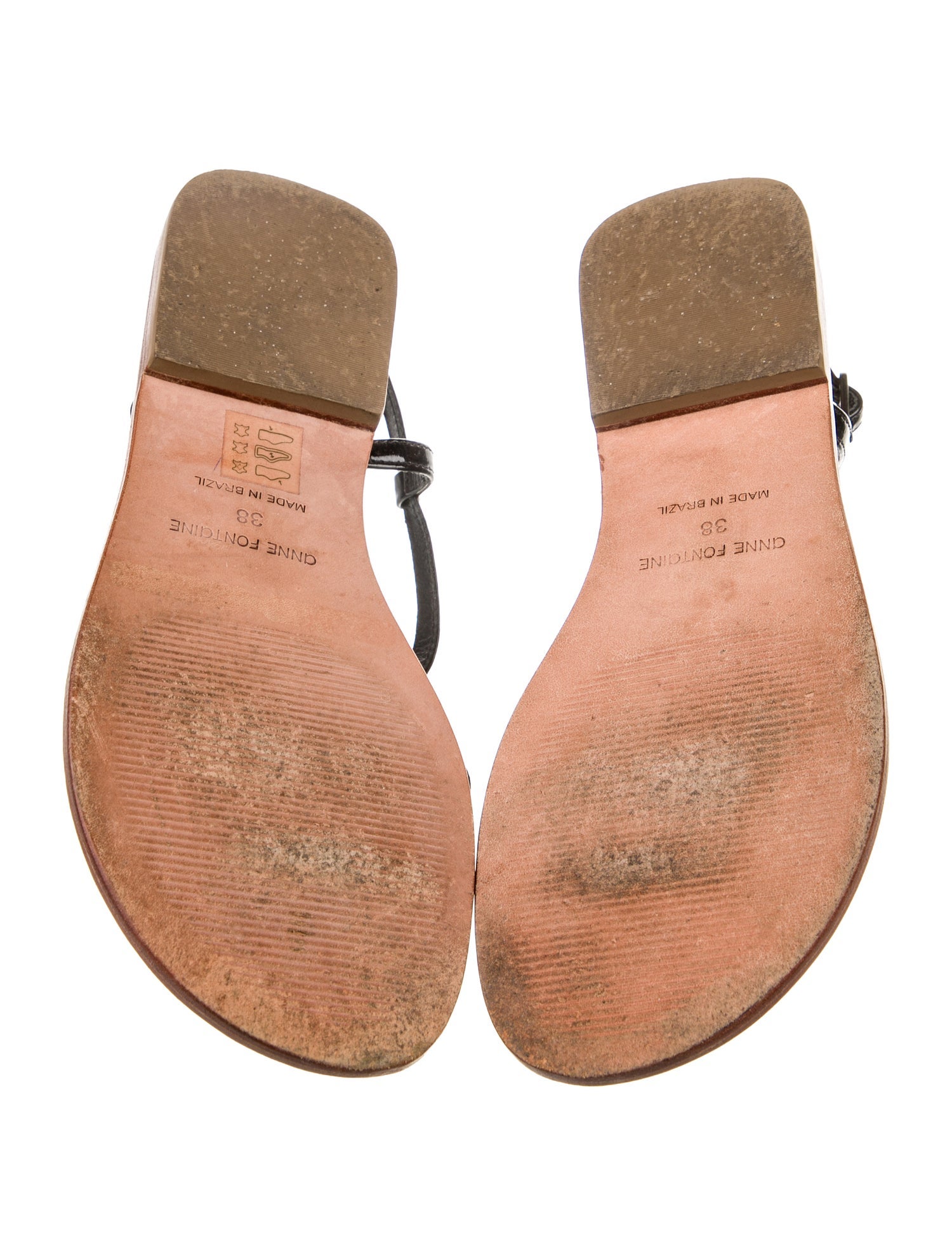 Anne Fontaine Patent Leather T-Strap Sandals